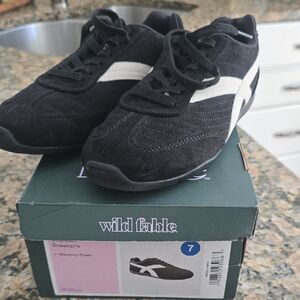 wild fable Black Sneakers with White Stripe